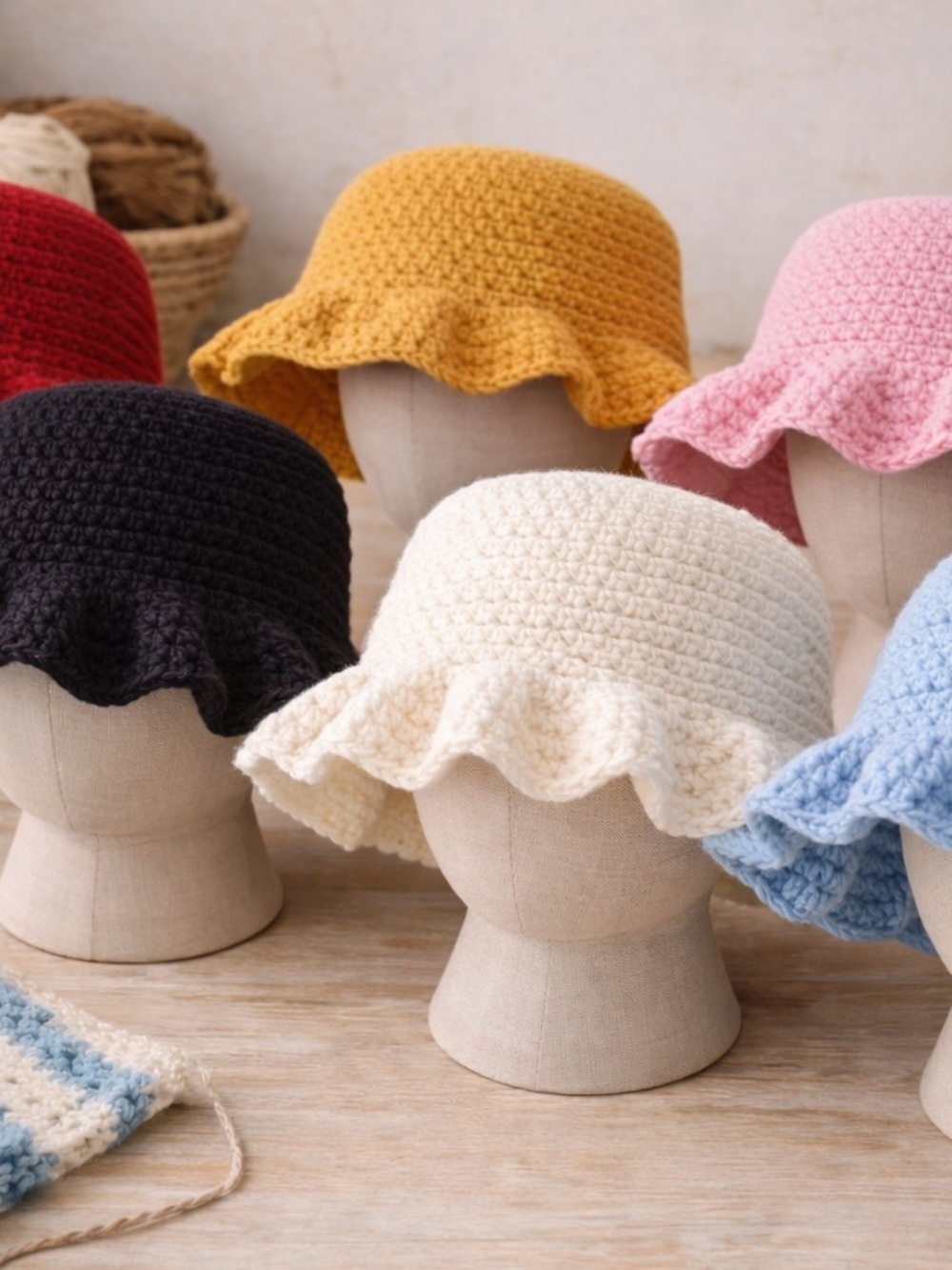Crochet Ruffle Bucket Hat -